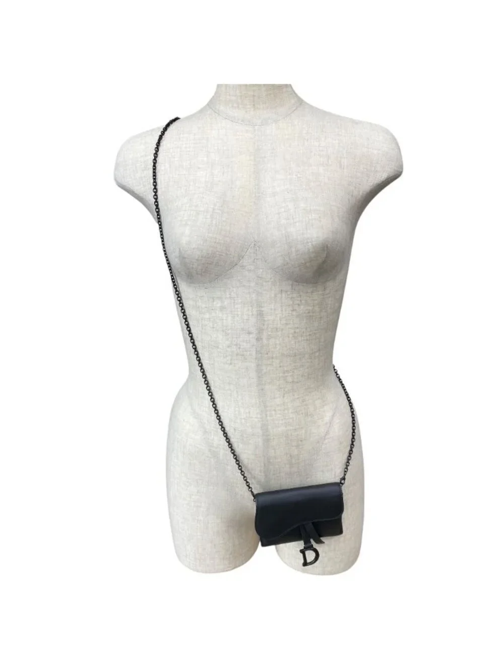 Dior Saddle Nano Pouch Chain Wallet Shoulder Bag Leather Black Practical